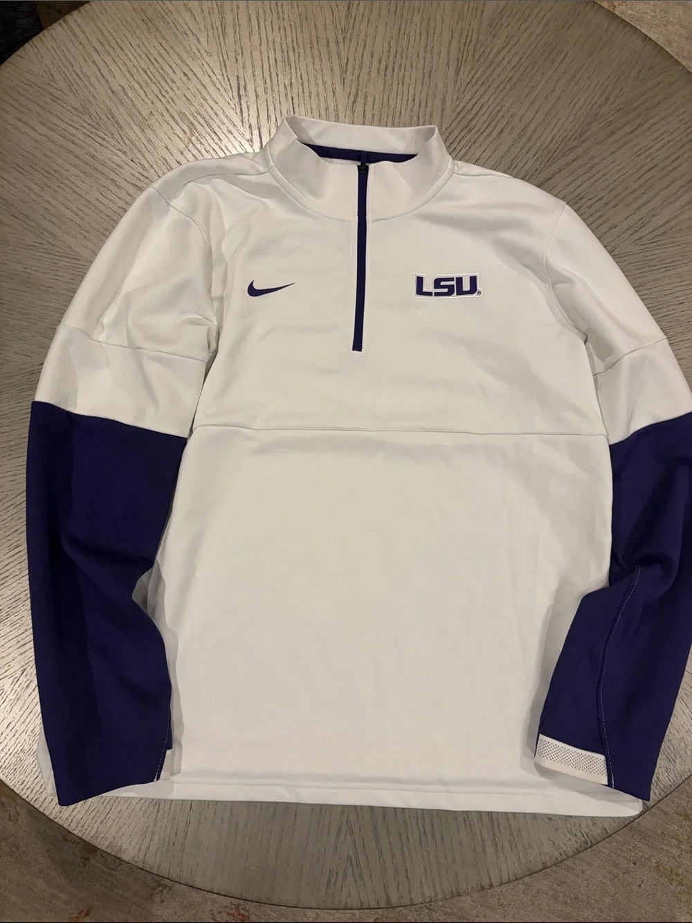 Nike White & Purple LSU Half-Zip Pullover